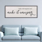 Today Only Happens Once Make It Amazing Wall Decor 40"X15" Quote Inspirational Motivational Sign Wood Frame Wall Art (Black)