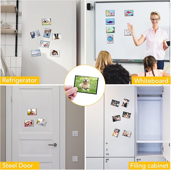 YixangDD 20 Pack Magnetic Picture Frame, 2.5 x 3.5 Inches Fridge Magnetic Photo Frames, Magnetic Photo Frames for Refrigerator, Home, School, Office (Black)