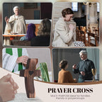 Yaoerlingiiu 8PCs Wooden Fidget Cross My Heart -StressRelief Prayer Cross Christian Encouragement Gift ChristmasGift for Adults/ Handheld Fidget Faith & AnxietySmall Wooden Croses for pocket prayers Prayer rosfor Hand Wall Crosses( Walnut Wood )