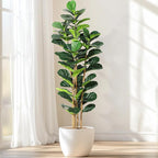 GarveeHome 6 ft Faux Fiddle Leaf Fig Tree with White Pot, Faux Trees with Artificial Plants 74 Fiddle Leaves Greenery - Lifelike Fake Tree for Home Office Store Room Decor Indoor Outdoor