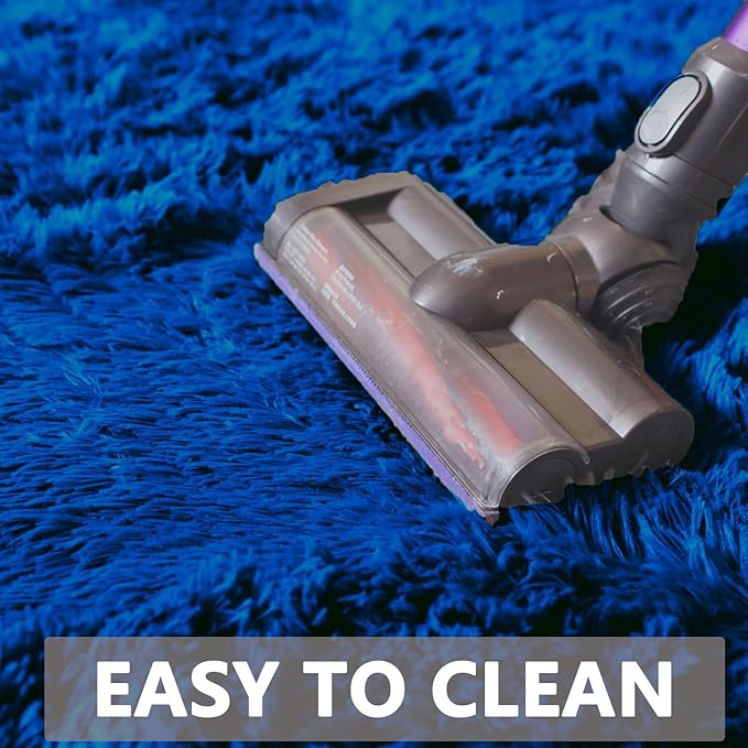 CAIYUECS Blue Shag Area Rug,Indoor Ultra Soft Plush Rugs for Bedroom Living Room, Non-Skid Modern Nursery Faux Fur Rugs for Kids Room Home Decor (5x7 Feet, Navy Blue)