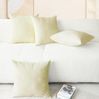 CaliTime Throw Pillow Covers Decorative 18 X 18 Inches Pack of 4 Cozy Chenille Cushion Cases for Couch Sofa Bed Living Room Home Beige