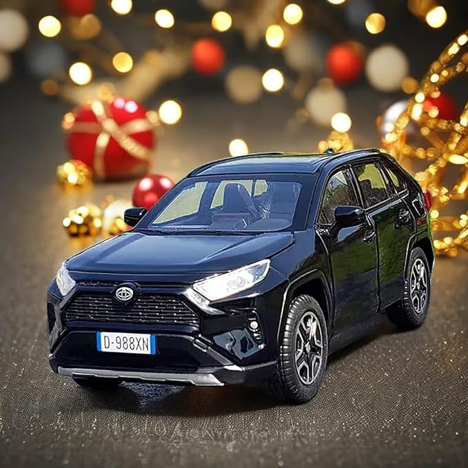 Model Car Compatible 1/32 RAV4 Toy Car Alloy Diecast Collectible Model with Light and Sound Toy Vehicle for Boys Kids Toddler Gift Black car
