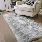 Latepis Washable Runner Rug 2x10 Gray Plush Faux Sheepskin Fur Rugs Fluffy Carpet for Living Room Luxury Home Decor Rectangle