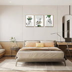 Bwodke Boho Wall Art, Framed Abstract Wall Art, Line Plants Leaf Canvas Wall Decor, Mid Century Sage Green Geometric Pictures Set of 3, Minimalist Paintings, for Bedroom Living Room Bathroom 16"x24"