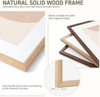 8x10 Picture Frame Set of 4 Natural Solid Oak Photo Frames with 5x7 Removable Mat Wall Hanging Large Handcrafted Frame with HD Plexiglass Wall and Tabletop Display Large Poster Frame