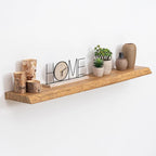 Floating Shelves, 8" Deep Rustic Solid Wood Wall Mounted Floating Shelves, Wall Shelves with Invisible Bracket for Living Room Bathroom Bedroom Kitchen, 40 Inch, Natural