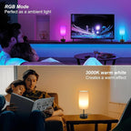 Ascher RGB Table Lamp Color Changing - 3 Color Temperatures and Stepless Dimmable Small Bedside Lamp for Bedroom, Touch Control Nightstand Light with Cream Shade for Reading Home Decor Lights