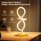 Mayful Modern LED Spiral Table Lamp, RGB Wood Grain Bedside Light with 7 Colors 10 Modes, Touch Dimmable Nightstand for Bedroom Living Room Home Office, 15W