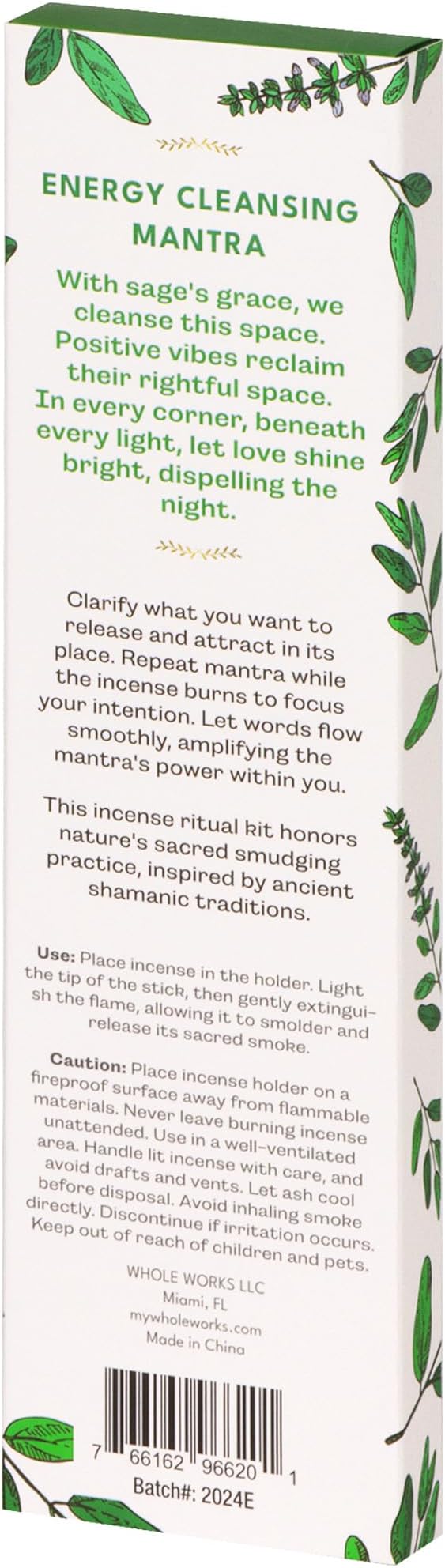 Premium Sage Incense Sticks with Energy Cleansing Engraved Wood Holder - Charcoal Free, Clean, Non Toxic - Negative Energy Protection, Purification - New Home Spiritual Smudging Incenses, 30 Sticks