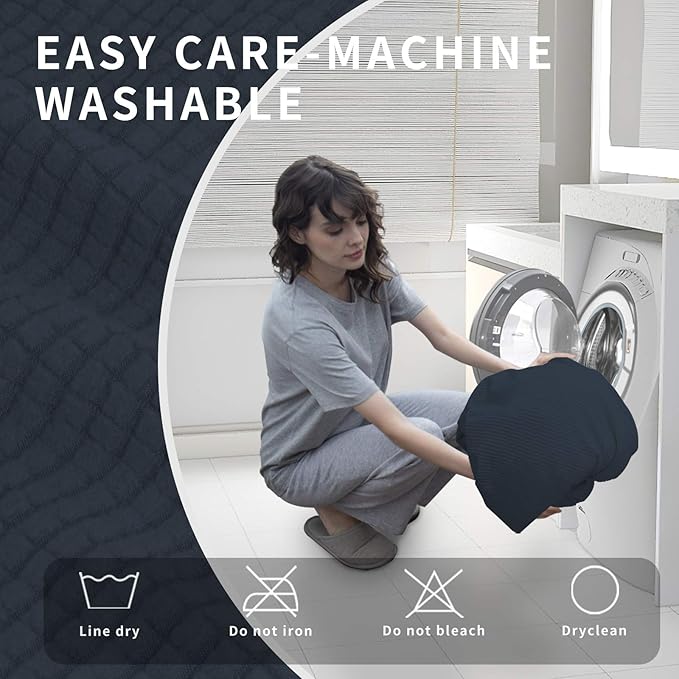 Easy-Going 4 Pieces Oversized Recliner Stretch Sofa Slipcover Sofa Cover Furniture Protector Couch Soft with Elastic Bottom,Polyester Spandex Jacquard Fabric Small Checks Dark Blue