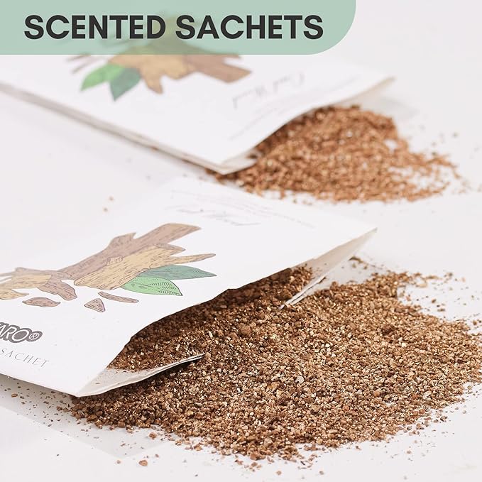 MYARO 12 Pcs Scented Sachets for Drawer and Closet, Long-Lasting Air Freshener Sachets Bag, Closet Deodorizer Potpourri Bags, 6 Fresh Scents - Cedar, Sandalwood, Lemon, Eucalyptus, Patchouli, Oud Wood