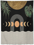 Abstract Boho Tapestry, Mid Century Tropical Tree Leaves Modern Geometric Arch Bohemian Botanical Tapestry, Home Aesthetic Wall Hanging Art Decor for Living Room Bedroom Dormitory 60x80 Inch