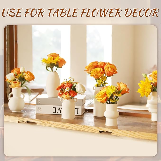 White Ceramic Vase Set of 9, Boho Ceramic Vase in Bulk, Small Vases Set for Home Decor, Modern Minimalist Farmhouse White Bud Vases for Shelf Decor, Table, Bookshelf