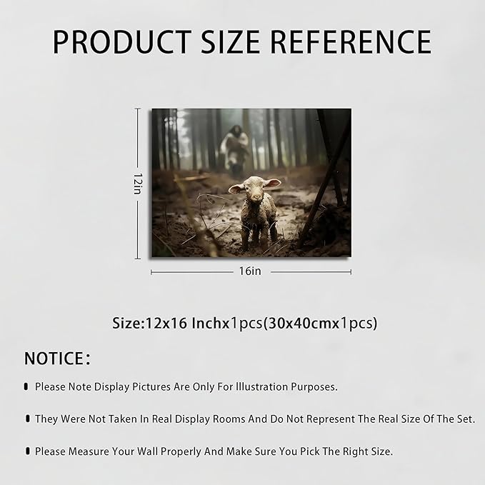 Framed Jesus Christ Wall Art Canvas Jesus and Lamb of God Christian Painting Prints Biblical Wall Decor Religious Room Decor for Church Prayer Room Christian Schools Hospitals 12" x 16"