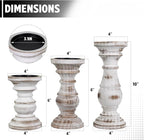 Candle Holder for Pillar Candle Set of 3, Farmhouse Wood Candle Holder, Rustic Wooden Candle Stand, Decorative Wood Candlestick Holders for Living Room, Table Centerpiece (Antique White)