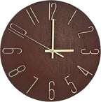 Wall Clock, Silent Clock, Wall Clocks Battery Operated， 12 inch Modern Wall Clock, Suitable for Offices, Living Rooms, Kitchens, Homes, Schools (Retro Brown Without Second Hand)