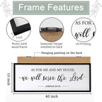 As for Me and My House We Will Serve the Lord Wall Decor - 40" x 15" Large Rustic Family Living Room Wood Framed Home Sign Joshua 24 15 Christian Bible Verse Plaque Hanging Wall Art(Black)