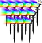 Solar Spot Lights Outdoor Color Changing, [7 Mode/12 Pack] Christmas Landscape Spotlights, Solar Lights Outdoor Waterproof, Led Powered Flood Light for Outside Pathway Yard Garden Tree Walkway