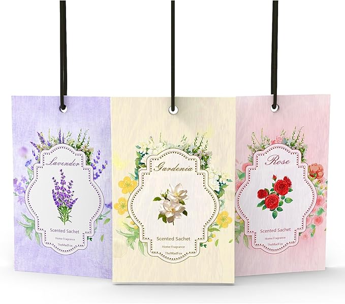 12 Packs Scented Sachets for Drawer and Closet, Long-Lasting Sachet Bags Drawer Deodorizers，Home Fragrance 3 Scents Option- Lavender Rose Gardenia