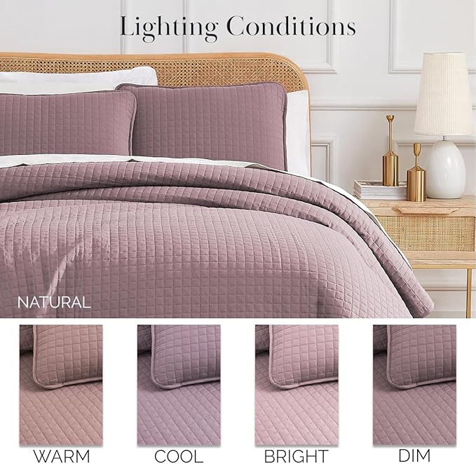 Southshore Fine Living, Inc. Oversized King Quilt Set, Lavender Quilt Bedspread King/California with 2 Matching Pillow Shams, Machine Washable Bedding, Soft & Cozy Coverlet, Lavender