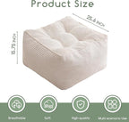 HIGOGOGO Square Stuffed Pouf Ottoman, Corduroy Poufs with Foam Chunk Filling, Furry and Fluffy Pouf Foot Stool Storage Ottoman, 25.6 X 25.6 Floor Poufs Foot Rest for Living Room, Beige