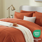 CozyLux Full Size Comforter Sets Terracotta, 7 Pieces Bed in a Bag, Burnt Orange Fall Comforter Full Size, All Season Bedding Sets with Stitch Quilted Comforter, Flat Sheet, Fitted Sheet, Pillowcases
