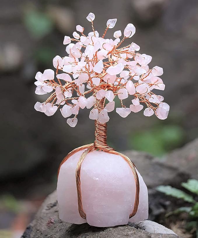 Rose Quartz Crystal Tree with Rose Quartz Stone Base Tree of Life Decor for Bedroom, Birthday Gifts for Women, Sister Gift, Birthday Gifts for Mom, Cute Home Decor Pink Housewarming Present