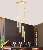 Mini Chandelier Crystal Pendant Lights for Kitchen Island Modern LED Dimmable Ceiling Handing Lighting Adjustable Flush Mount Ceiling Light for Dining Room Bedroom Foyer