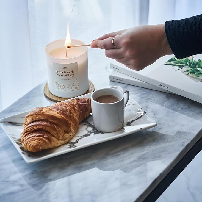 Literie NYC Inspired Scented Candle: Brunch in The West Village - Citrus & Champagne, 9oz, 50 Hour Burn, Vegan Soy & Coconut Blend Candle for Home Decor, Gift for Women & Men