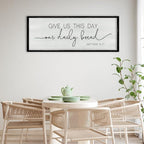 ZZJJHYWGQ Dining Room Wall Decor Give Us This Day Our Daily Bread Sign Bible Verse Christian Quotes 40"×15" Matthew 6:11 for Kitchen Large Farmhouse Rustic Horizontal Wall Hanging Art (Black)