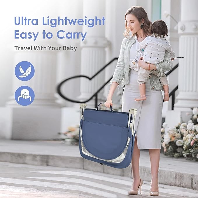 Portable Baby Bassinet Travel Baby Bed, Baby Cribs Travel Pod for Outdoors Baby Lounger Infant Travel Bed with Mosquito Net and Sunshade Canopy, Lightweight Washable