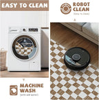 jinchan 2x3 Kids Area Rug Washable Indoor Entryway Doormat Modern Checkered Geometric Lattice Small Rug Non Slip Soft Carpet for Nursery Room Bedroom Bathroom Home Brown