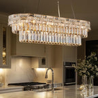 Gold Oval 12-Light Modern Crystal Chandelier for Dining Room Kitchen Island Bar, L34.3 Inch
