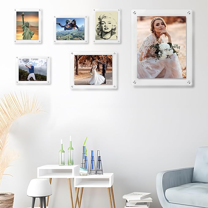 16x20 Acrylic Floating Art Frame for Wall Mount, Clear Magnetic Picture Frame for Artwork Display,Certificates Documents Frames for Family,Office,Wedding