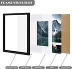 8x12 Black Picture Frames set of 3, Made of Wooden and Glass Photo frame - Displays 6x8 Picture with Mat or 8 x 12 Poster without Mat, Desktop & Wall Collage Frame set