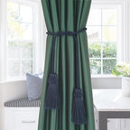 Fenghuangwu Curtain Tiebacks Handmade Decorative Curtain Holdbacks Rope with Tassel (Navy, 2P)