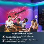 52FT LED Neon Rope Lights, RGB Strips Light with RF Remote & APP Control,Flexible IP67 Waterproof Outdoor, Music Sync,DIY Design,24V LED Strip Lights for Gaming Wall Christmas Decor-2 Rolls