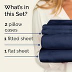 Twin Sheets Set 4 Piece - Includes 2 Pillowcases - Bed Sheets Twin Size - Soft Hotel Luxury Bedding - Cooling, Comfy, Cozy & Breathable - 1 Flat & 1 Fitted & 2 Pillowcases w/ Deep Pockets - Navy Blue