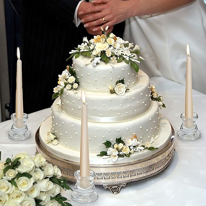 Candlestick Holders Bulk - 12PCS Taper Candle Holders for Table Centerpiece - Thick Glass Candle Holders for Wedding, Party and Festival Decoration