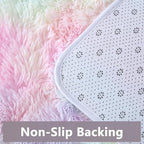 Fluffy Rainbow Rugs for Girls Bedroom Living Room,6x9 Feet Shag Fuzzy Area Rug for Kids Playroom,Pastel Plush Shaggy Carpet for Nursery Baby Toddler Dorm Room