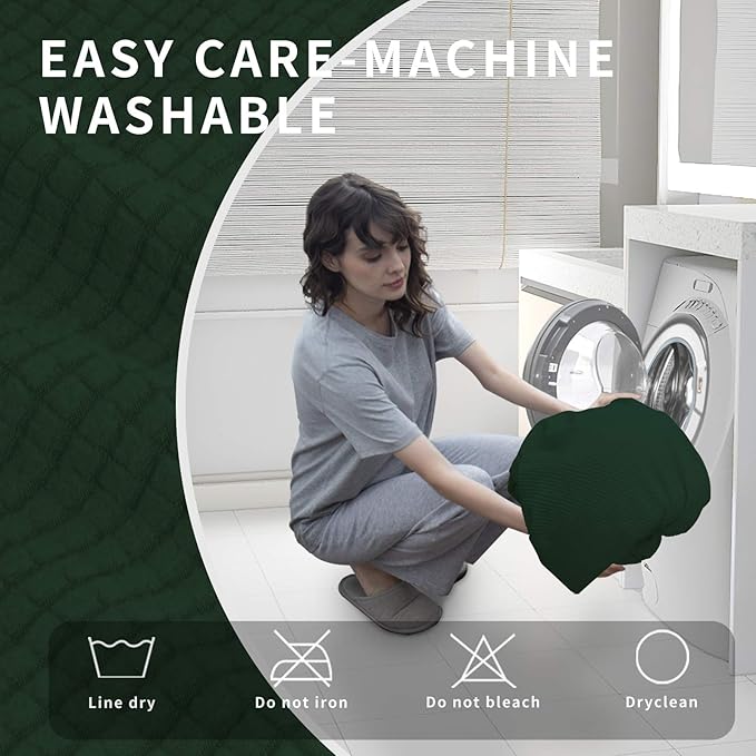 Easy-Going 4 Pieces Oversized Recliner Stretch Sofa Slipcover Sofa Cover Furniture Protector Couch Soft with Elastic Bottom,Polyester Spandex Jacquard Fabric Small Checks Dark Green