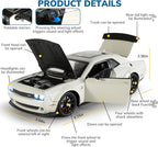 Car Toys for Boys 1/24 Diecast Cars Hellcat SRT Collectibles Model Kit,Pull Back Metal Toy Car with Lights and Sounds,Toy Cars for Boys Age 4-7（White）