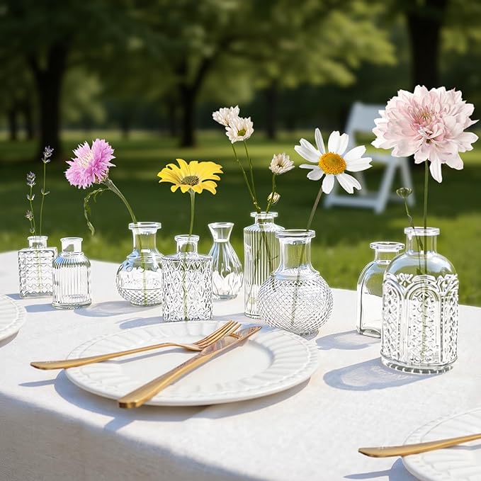 Bud Vases in Bulk 24, Clear Small Glass Vase for Centerpiece Table Decorations, Durable Mini Glass Vases for Flowers, Decorative Flower Vase for Wedding Decor, Party, Home Decor, Housewarming