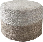 Jute Pouf Ottoman | Footrest Pouf | Hand Braided - Round Boho Pouffe - for Living Room, Bedroom, Nursery (20"x20"x10") Ivory