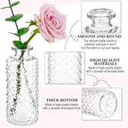 Honeydak Set of 24 Plastic Bud Vases, Vintage Decorative Mini Flower Vases Bulk for Table Centerpieces, Wedding Reception, Home Decor, Housewarming Gifts (Micro-Diamond)