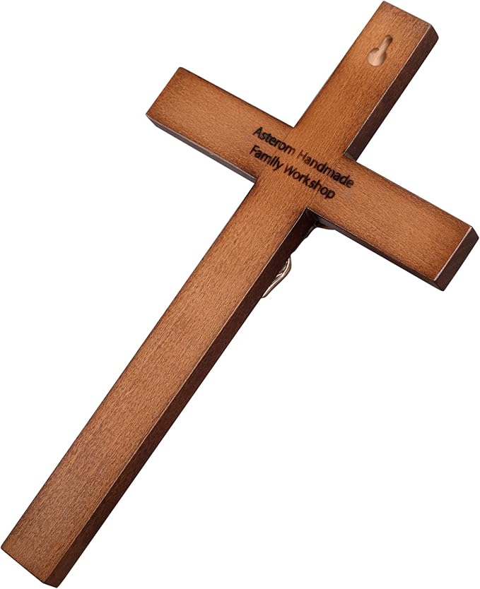 Asterom St Benedict Crucifix Wall Cross - Handmade Saint Benedict Wood Cross Wall Decor - Catholic Crucifix - 12 Inch