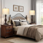 29" Tall Farmhouse Table Lamp for Living Room Set of 2,Vintage Retro Nightstand Lamps with USB C+A Ports & AC Outlet,3-Way Dimmable Touch Bedside Lamp for Bedroom Side Table,Dark Brown