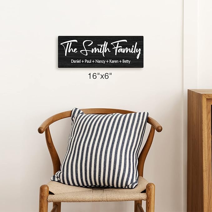 Personalized Family Name Wood Sign - Custom Last Name Plaque, New Family Established Sign, Wedding & Housewarming Gift, Rustic Home Wall Decor Plaque 16"x6"