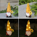 Solar Gnome Garden Decor Outdoor Statue - Gnome Sunflower LED Waterproof Sculptures Lights, Gnome Pond/Yard Statues Outside Decoration, Home, Lawn, Patio, Resin Animal Ornament, Women/Gardening Gift